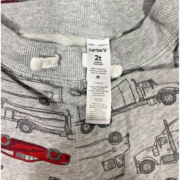 Carters 2pc Sweat Suit Gray W/ Cars & Trucks Boys Automobile Comfy Size 2T - Picture 10 of 10
